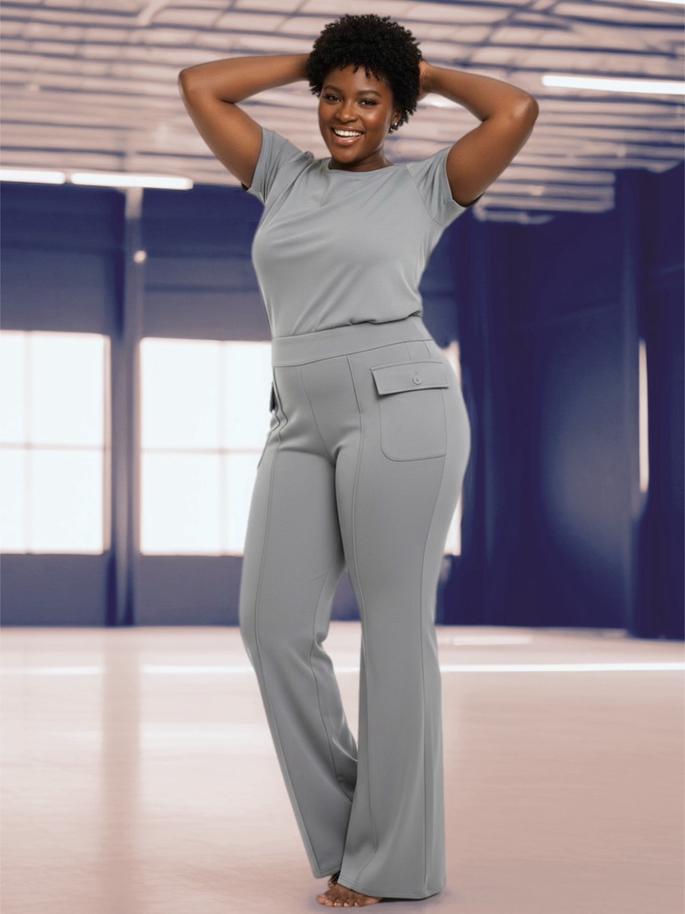 HALARA Women's Gray Straight Leg Pants